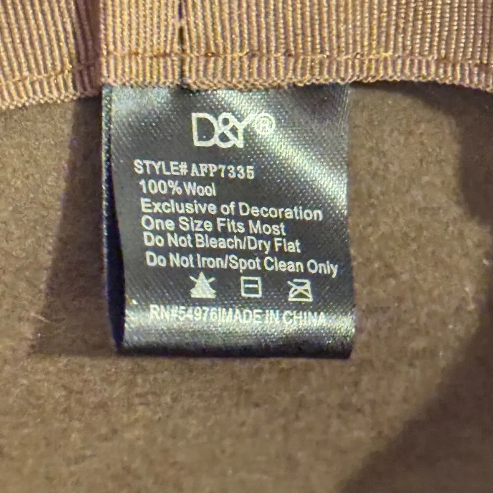 D&Y Floppy Brown Wool Beach Hat Leather Band One Size